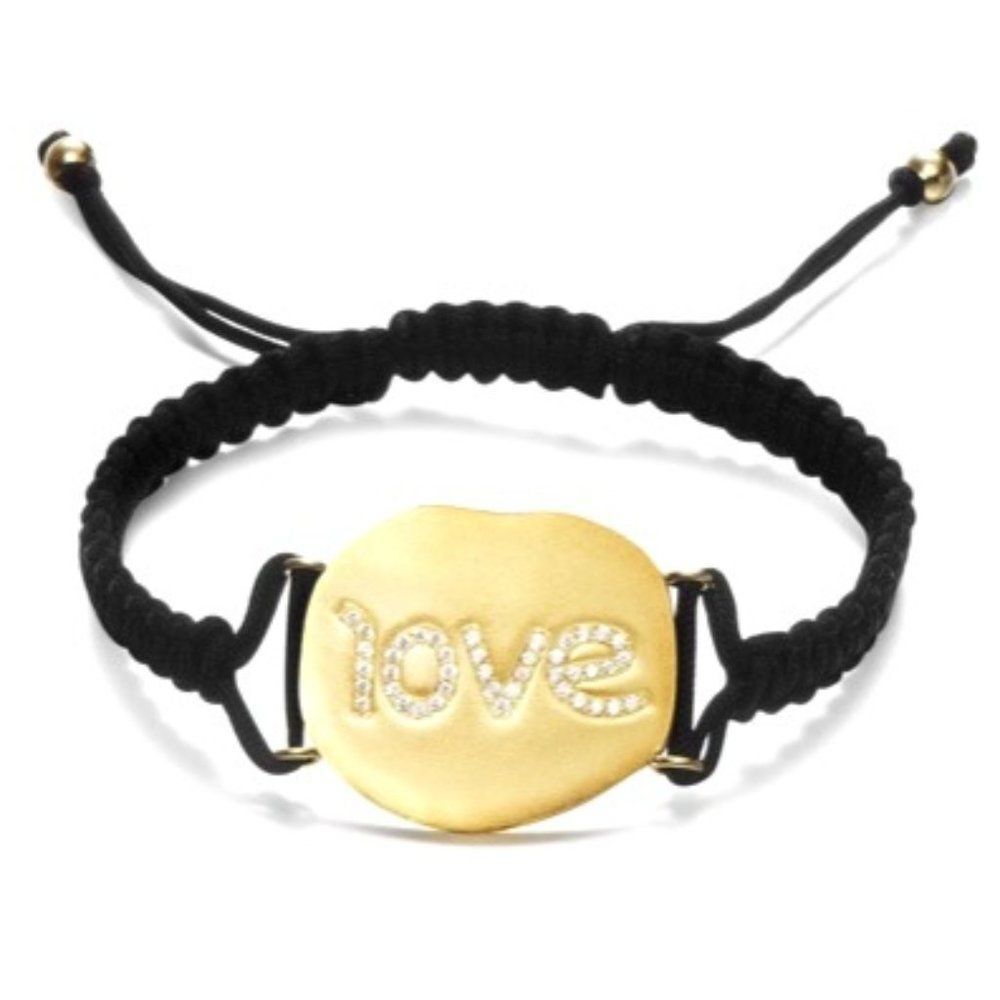 Daniela Swaebe 18k Gold Plated LOVE Cz Macrame Self Tie Bracelet - DSF DS Jewels